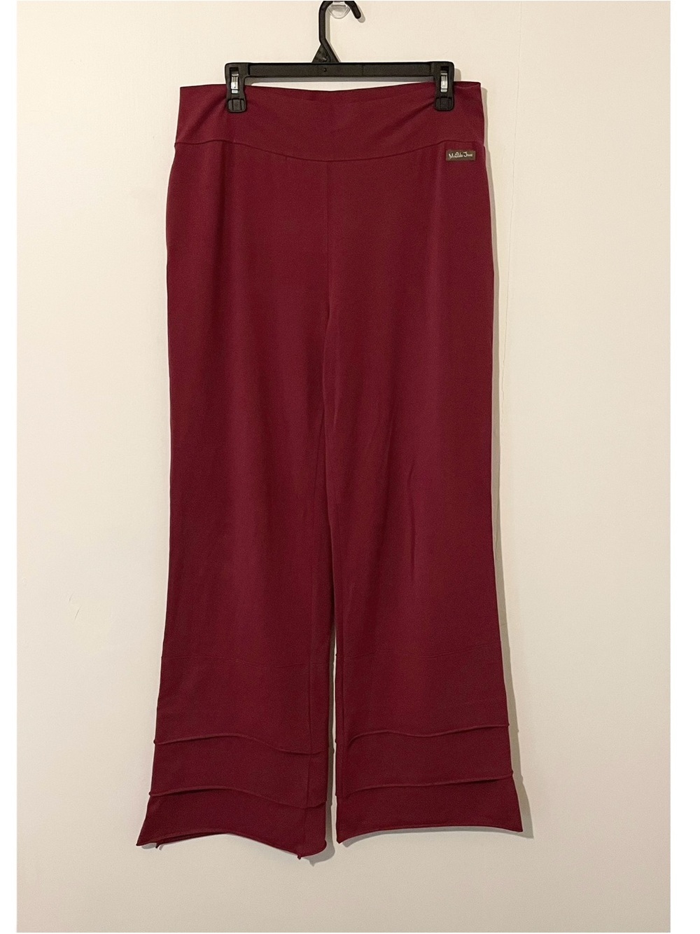 Matilda Jane Finn Pants Wide Leg Tiered Ruffles Wine Red Maroon Comfy Size Large